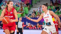 Φάση από την αναμέτρηση Ισπανία - Γερμανία για το EuroBasket Γυναικών.