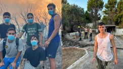 Οι ποδοσφαιριστές του Πανθρακικού βοήθησαν στο μέτωπο της πυρκαγιάς. 