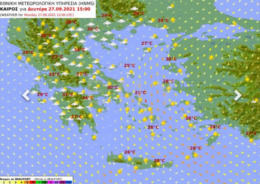 Χάρτης καιρού της ΕΜΥ