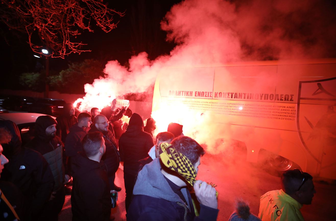 Η υποδοχή της ΑΕΚ στην Πορταριά