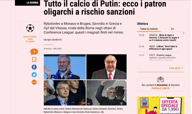 Gazzetta Dello Sport - Σαββίδης