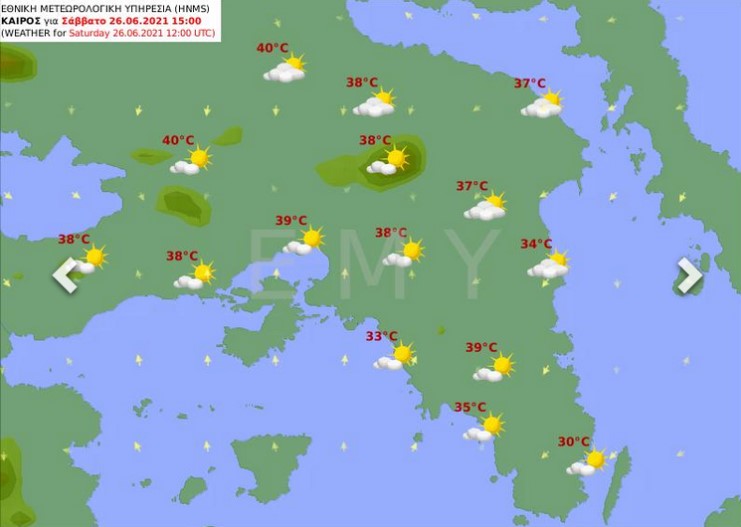 Χάρτης καιρού της ΕΜΥ