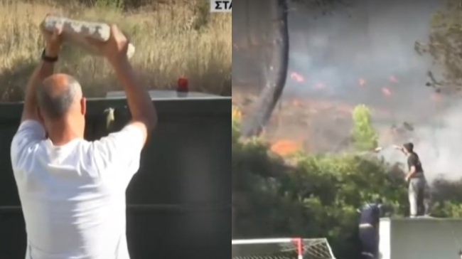Απίστευτο σκηνικό στη Σταμάτα: Κάτοικος προσπαθεί με πέτρα να σπάσει λουκέτο για να μπει το πυροσβεστικό στο γήπεδο (vid)