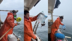 «Είμαστε καταδικασμένοι»: Οργή έχει προκαλέσει το βίντεο που δημοσίευσε ψαράς που απαθανατίζεται να μαζεύει μπαλόνια από τον ωκεανό
