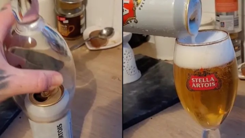  Το απίστευτο κόλπο να αδειάζεις με τη μία όλο το κουτάκι μπύρα στο ποτήρι χωρίς να ξεχειλίσει αφρό ή να περιμένεις (vid)