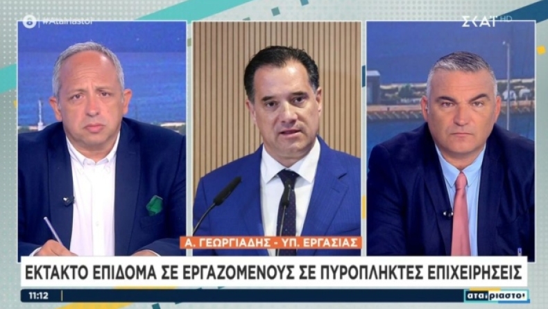 Άδωνις Γεωργιάδης: Έκτακτο επίδομα 534 ευρώ σε εργαζόμενους σε πυρόπληκτες επιχειρήσεις (vid)