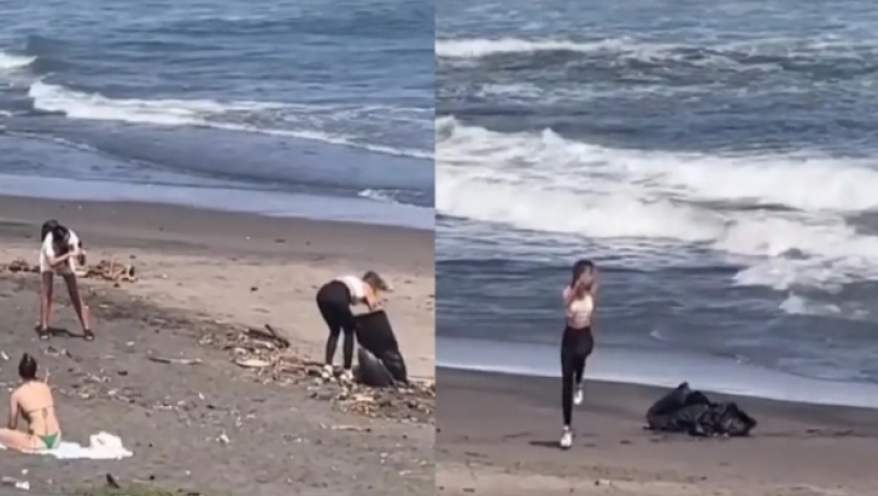 Influencer παρίστανε ότι καθάριζε παραλία αλλά όλα ήταν ένα ψέμα: Τράβηξε βίντεο και μετά άφησε τις σακούλες με τα σκουπίδια (vid)