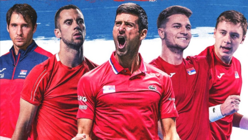 H εθνική Σερβίας με τον Τζόκοβιτς για το Davis Cup