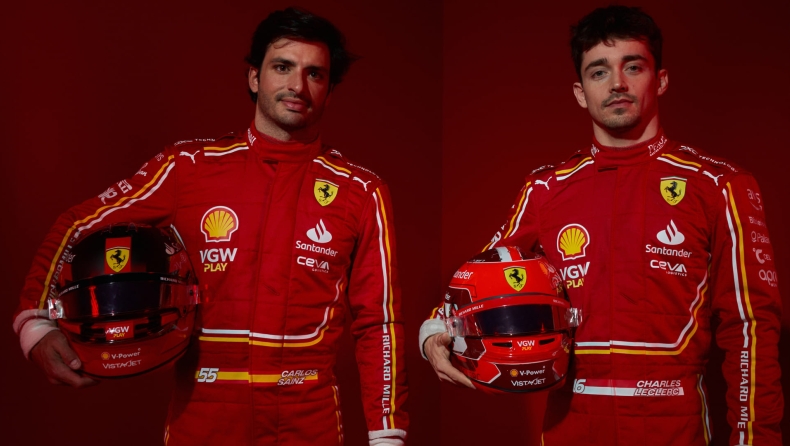 F1 - Τα νέα κράνη των Λεκλέρ και Σάινθ στη Ferrari
