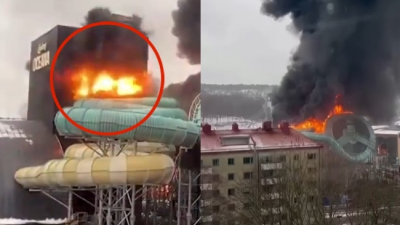 Σουηδία: Η στιγμή που παιχνίδι σε λούνα παρκ τυλίχτηκε στις φλόγες (vid)