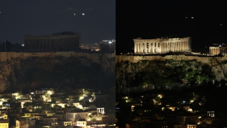 Ώρα της Γης: Έκλεισαν τα φώτα της Αθήνας, στο σκοτάδι η Ακρόπολη