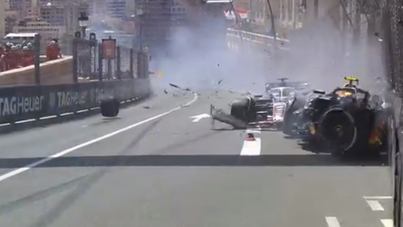 F1 - Η τρομακτική σύγκρουση του Πέρεζ με τις δύο Haas στο Μονακό (vid) 