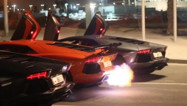 «Φλογερό κοντσέρτο» από 3 Lamborghini (video)