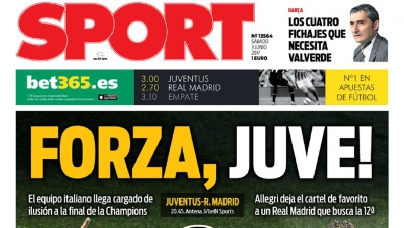 Με «Forza Juve» κυκλοφορεί η καταλανική Sport! (pic)